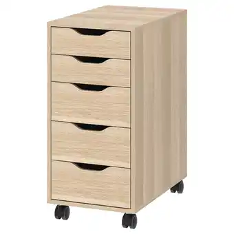 IKEA Alex cassettiera con rotelle, effetto rovere con mordente bianco/nero, 36x76 cm offerta