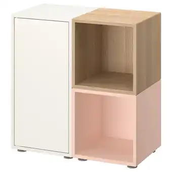 IKEA Eket combinazione di mobili con piedini, bianco/rosa pallido/effetto rovere con mordente bianco, 70x35x72 cm offerta