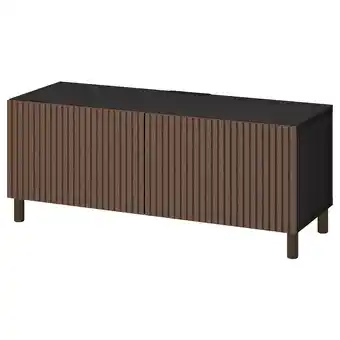 IKEA Bestå mobile tv con ante, marrone-nero björköviken/mejarp/marrone impiallacciatura di rovere/mordente, 120x42x48 cm offerta