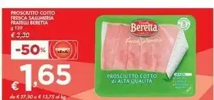 Bennet Beretta Prosciutto Cotto Alta Qualità Fresca Salumeria 120 G(ml) offerta