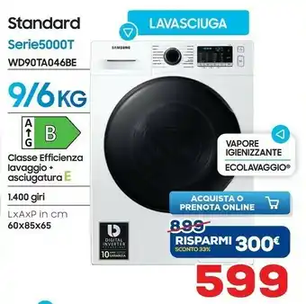 Euronics Samsung WD90TA046BE Lavasciuga Libera Installazione Caricamento Frontale Bianco offerta