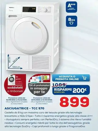 Euronics Miele Asciugatrice TCC 570 offerta
