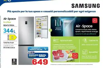 Euronics Samsung RB34T675DSA Frigorifero Con Congelatore Libera Installazione 340 L D Argento offerta