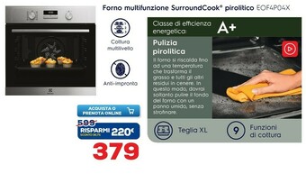 Euronics Electrolux EOF4P04X Forno Elettrico 72 L Acciaio Inossidabile A+ offerta