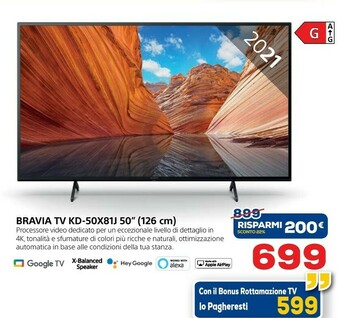 Euronics Sony Bravia TV KD-50X81J 50" offerta
