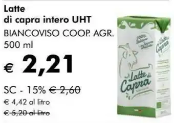 Giardineria Biancoviso Coop.Agr. Latte Di Capra Intero UHT offerta