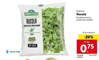 Lidl Vallericca Rucola 125 G(ml) offerta