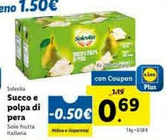 Lidl Solevita Succo E Polpa Di Pera offerta