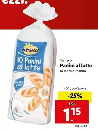 Lidl Nastrecce Panini Al Latte 400 G(ml) offerta