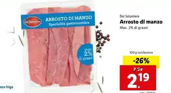 Lidl Dal salumiere Arrosto Di Manzo 100 G(ml) offerta