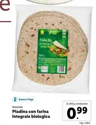 Lidl Vemondo Piadina Con Farina Integrale Biologica offerta