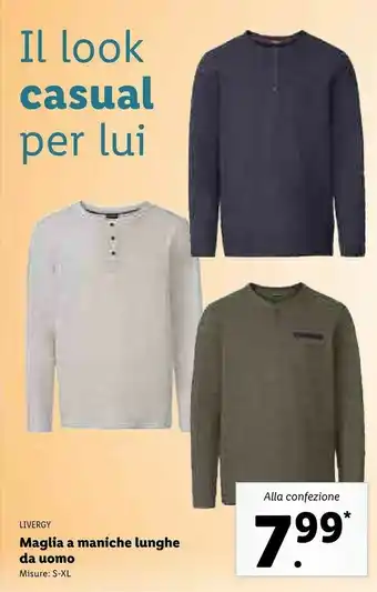 Lidl Livergy Maglia A Maniche Lunghe Da Uomo offerta