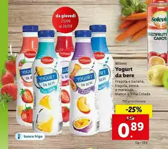 Lidl Milbona Yogurt Da Bere Fragola E Banana offerta