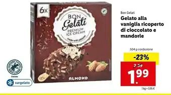 Lidl Bon Gelati Gelato Alla Vaniglia Ricoperto Di Cioccolato E Mandorle offerta