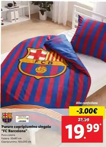 Lidl Fc Barcelona Parure Copripiumino Singolo offerta