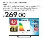 Bennet SABA SA43K67A9 TV 109,2 Cm (43") 4K Ultra HD Smart TV Wi-Fi Argento offerta
