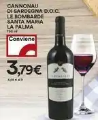 Coop La palma Cannonau Di Sardegna D.O.C Le Bombarde Santa Maria offerta