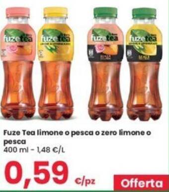 Eurospar Fuze Tea limone o pesca o zero limone o pesca 400 ml offerta