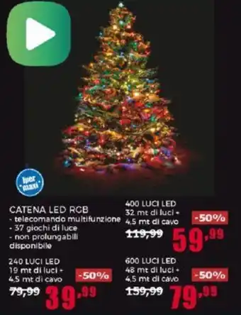 Happy Casa CATENA LED RGB 600 LUCI LED offerta