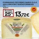 Coop Sardaformaggi Formaggio Pecorino Sardo D.O.P Galluradoro offerta