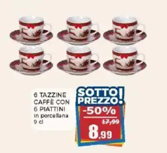 6 TAZZINE CAFFE CON 6 PIATTINI 9 cl
