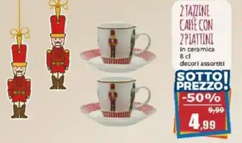 2 TAZZINE CAFFE CON 2 PIATTINI 8 cl