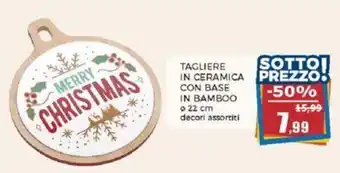 Happy Casa TAGLIERE IN CERAMICA CON BASE IN BAMBOO o 22 cm offerta