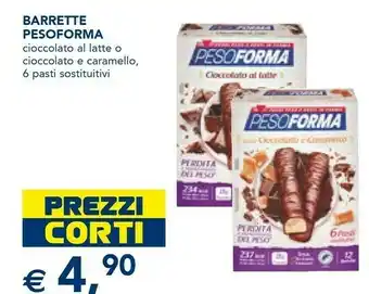 Esselunga Pesoforma Pesoform Barrette Cioccolato Al Latte offerta