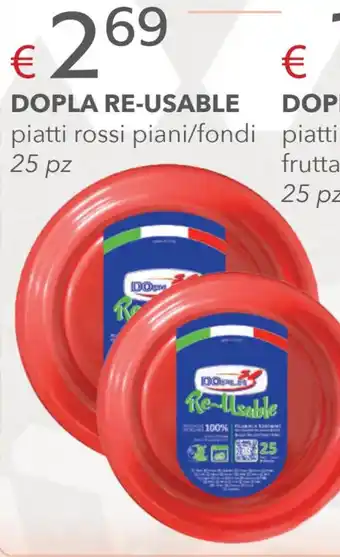 Acqua & Sapone DOPLA RE-USABLE piatti rossi piani/fondi 25 pz offerta