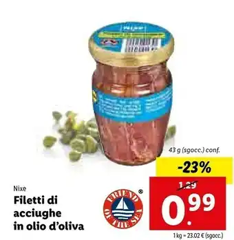 Lidl Nixe Filetti Di Acciughe In Olio D'oliva offerta