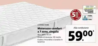 Lidl Livarno Home Materasso Comfort A 7 Zone Singolo offerta