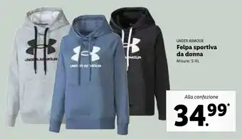 Lidl Under armour Felpa Sportiva Da Donna offerta