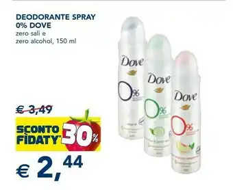 Esselunga Dove Deodorante Spray 0% offerta