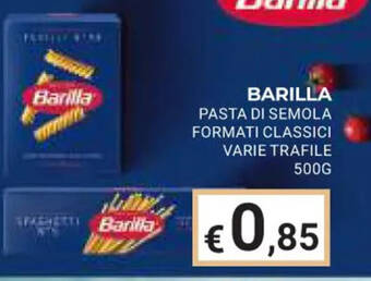 Eté BARILLA PASTA DI SEMOLA FORMATI CLASSICI VARIE TRAFILE 500G offerta