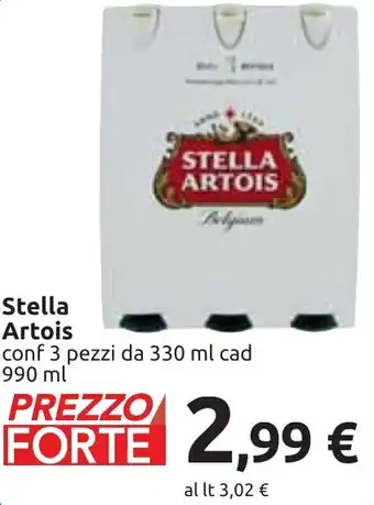 Carrefour Stella Artois conf 3 pezzi da 330 ml cad 990 ml offerta