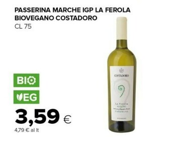 Costadoro Passerina Marche Igp La Ferola Biovegano