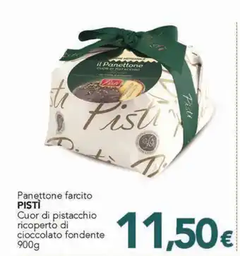 Altasfera Panettone farcito PISTÌ Cuor di pistacchio ricoperto di cioccolato fondente 900g offerta