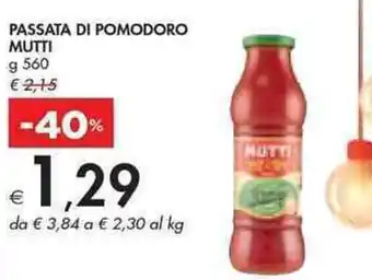 Bennet PASSATA DI POMODORO MUTTI g 560 offerta