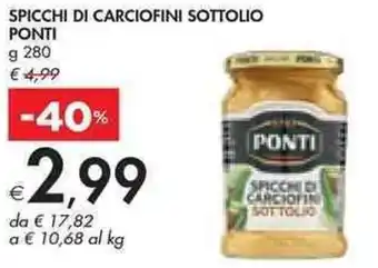 Bennet SPICCHI DI CARCIOFINI SOTTOLIO PONTI g 280 offerta