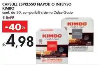 Bennet CAPSULE ESPRESSO NAPOLI O INTENSO KIMBO conf. da 30, compatibili sistema Dolce Gusto offerta