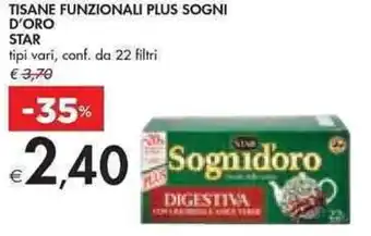 Bennet TISANE FUNZIONALI PLUS SOGNI D'ORO STAR tipi vari, conf. da 22 filtri offerta