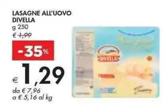 Bennet LASAGNE ALL'UOVO DIVELLA g 250 offerta