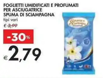 Bennet FOGLIETTI UMIDIFICATI E PROFUMATI PER ASCIUGATRICE SPUMA DI SCIAMPAGNA offerta