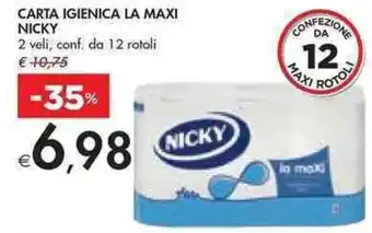 Bennet CARTA IGIENICA LA MAXI NICKY 2 veli, conf. da 12 rotoli offerta