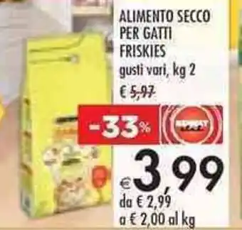 Bennet ALIMENTO SECCO PER GATTI FRISKIES gusti vari, kg 2 offerta
