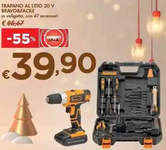 Bennet TRAPANO AL LITIO 20 V BRAVO&FACILE in valigetta, con 47 accessori offerta