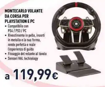 Unieuro MONTECARLO VOLANTE DA CORSA PER PLAYSTATION E PC offerta