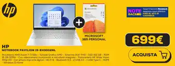 Euronics HP NOTEBOOK PAVILION 15-EH3002NL offerta