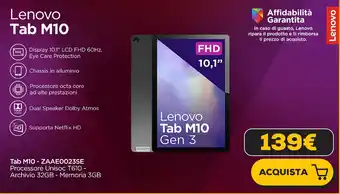 Euronics Lenovo Tab M10 offerta