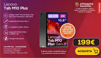 Euronics Lenovo Tab M10 Plus offerta